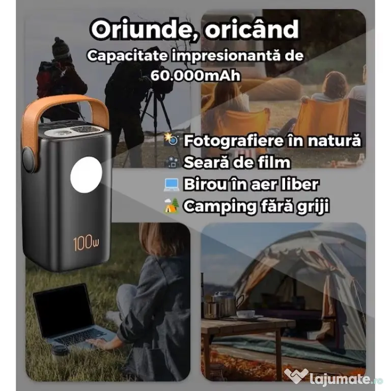 Baterie Externa Portabila - 60000 mAh - Incarcare Rapida 100W