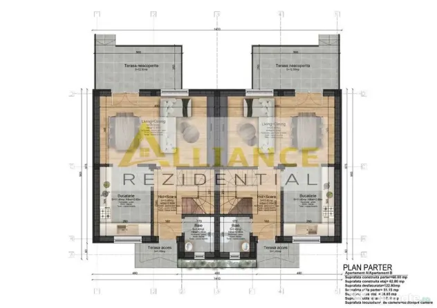 Casa tip Duplex - 2 dormitoare - 2 bai - 325 mp teren