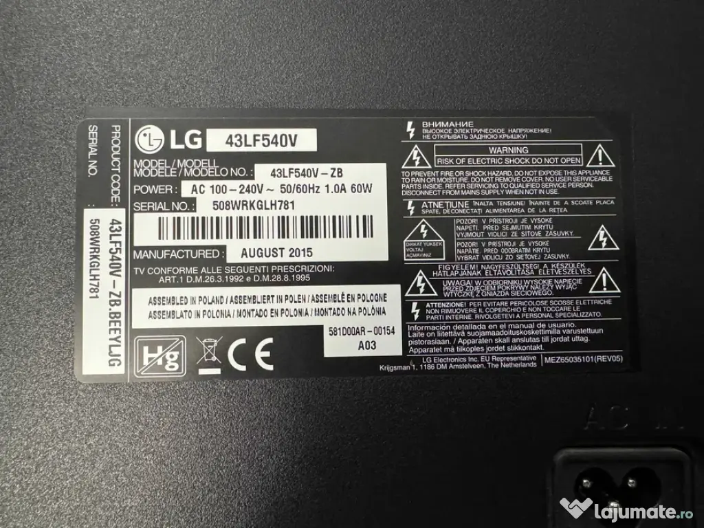 Televizor LG 108 cm (43 inch) Full HD + suport