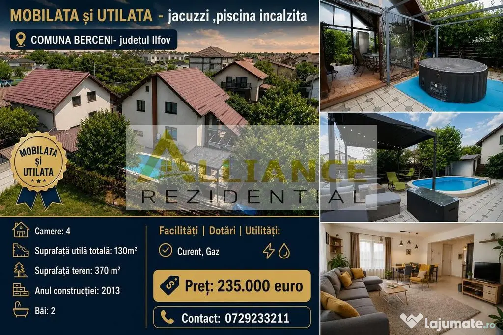 VILA MOBILATA si UTILATA- jacuzzi piscina incalzita