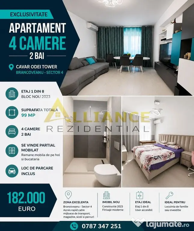 | Apartament 4 Camere | 2 Bai | Cavar Odei Tower | Branco...