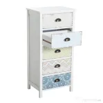 HOMCOM Comoda Dulapior Vintage cu 5 Sertare Fantezie, 46x34x97.5cm