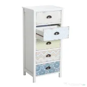 HOMCOM Comoda Dulapior Vintage cu 5 Sertare Fantezie, 46x34x97.5cm 