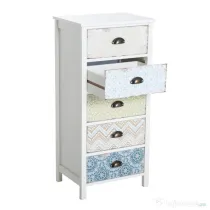 HOMCOM Comoda Dulapior Vintage cu 5 Sertare Fantezie, 46x34x97.5cm