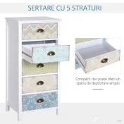 HOMCOM Comoda Dulapior Vintage cu 5 Sertare Fantezie, 46x34x97.5cm 