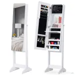 HOMCOM Dulapior Cutie de bijuterii cu Oglinda si Iluminare LED Automata, Alb, 30x146x36 cm