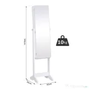 HOMCOM Dulapior Cutie de bijuterii cu Oglinda si Iluminare LED Automata, Alb, 30x146x36 cm