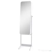 HOMCOM Dulapior Cutie de bijuterii cu Oglinda si Iluminare LED Automata, Alb, 30x146x36 cm