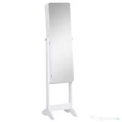 HOMCOM Dulapior Cutie de bijuterii cu Oglinda si Iluminare LED Automata, Alb, 30x146x36 cm
