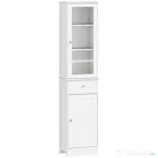 Dulap de depozitare multifuncțional Kleankin cu uși și rafturi – Alb, pentru baie, bucătărie, living sau birou 