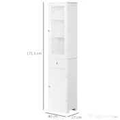 Dulap de depozitare multifuncțional Kleankin cu uși și rafturi – Alb, pentru baie, bucătărie, living sau birou 
