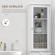 Dulap de depozitare multifuncțional Kleankin cu uși și rafturi – Alb, pentru baie, bucătărie, living sau birou 