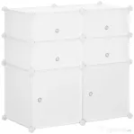 HOMCOM Dulap Haine Dulap Pantofi Modular din Plastic 6 Cuburi Alb, 75x37x73cm