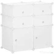 HOMCOM Dulap Haine Dulap Pantofi Modular din Plastic 6 Cuburi Alb, 75x37x73cm