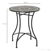 Outsunny Masuta de Gradina si Exterior din Metal si Ceramica Neagra 