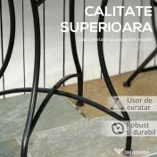 Outsunny Masuta de Gradina si Exterior din Metal si Ceramica Neagra 