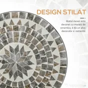 Outsunny Masuta de Gradina si Exterior din Metal si Ceramica Neagra 