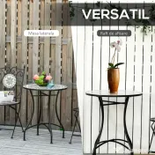 Outsunny Masuta de Gradina si Exterior din Metal si Ceramica Neagra 