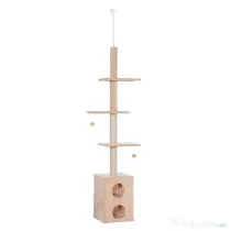 PawHut Stalp de zgariat de Pod pe mai multe Niveluri 210-240cm cu franghie din Iuta Bej