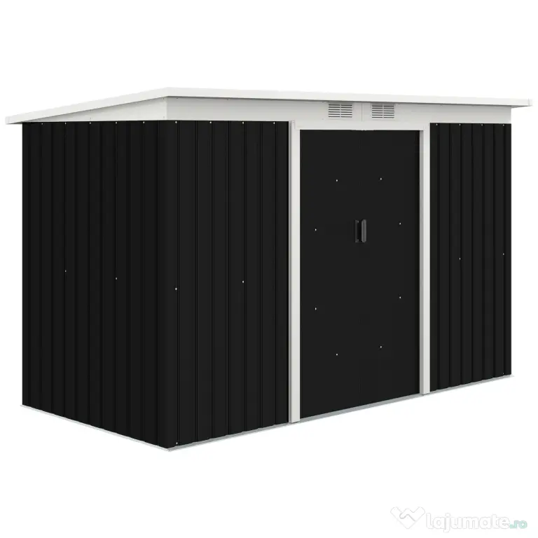 Outsunny Magazie de Grădină din Oțel pentru Scule și Unelte, Căsuță Metalică de Exterior cu Pardoseală și Uși Glisante, Rezistentă la Intemperii