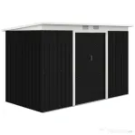 Outsunny Magazie de Grădină din Oțel pentru Scule și Unelte, Căsuță Metalică de Exterior cu Pardoseală și Uși Glisante, Rezistentă la Intemperii