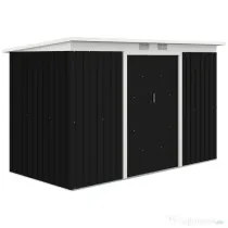 Outsunny Magazie de Grădină din Oțel pentru Scule și Unelte, Căsuță Metalică de Exterior cu Pardoseală și Uși Glisante, Rezistentă la Intemperii