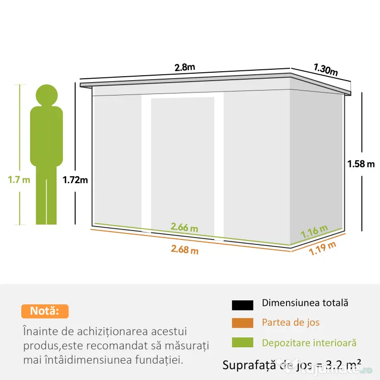 Outsunny Magazie de Grădină din Oțel pentru Scule și Unelte, Căsuță Metalică de Exterior cu Pardoseală și Uși Glisante, Rezistentă la Intemperii