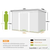 Outsunny Magazie de Grădină din Oțel pentru Scule și Unelte, Căsuță Metalică de Exterior cu Pardoseală și Uși Glisante, Rezistentă la Intemperii