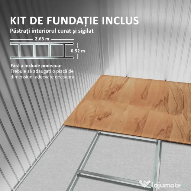 Outsunny Magazie de Grădină din Oțel pentru Scule și Unelte, Căsuță Metalică de Exterior cu Pardoseală și Uși Glisante, Rezistentă la Intemperii