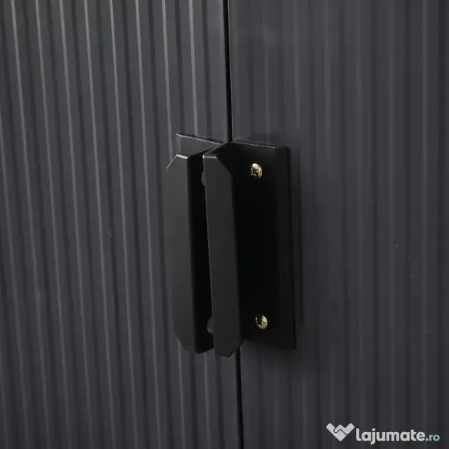 Outsunny Magazie de Grădină din Oțel pentru Scule și Unelte, Căsuță Metalică de Exterior cu Pardoseală și Uși Glisante, Rezistentă la Intemperii