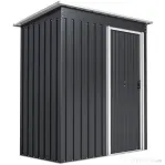 Outsunny Magazie de Scule din Otel, 1 Usa Glisanta, Remiza de Gradina Neagra, Acoperis inclinat 163 x89 x182cm