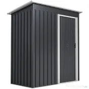 Outsunny Magazie de Scule din Otel, 1 Usa Glisanta, Remiza de Gradina Neagra, Acoperis inclinat 163 x89 x182cm