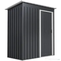 Outsunny Magazie de Scule din Otel, 1 Usa Glisanta, Remiza de Gradina Neagra, Acoperis inclinat 163 x89 x182cm