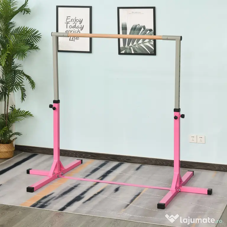 Homcom Bara Gimnastica/Balet – 95–145 cm, Reglabila, Roz pentru Copii