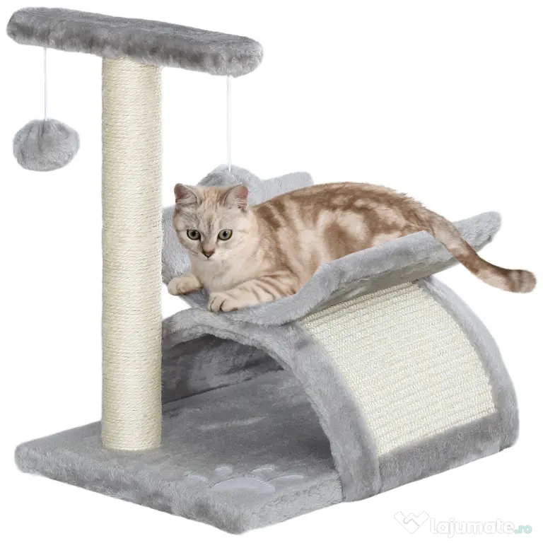 PawHut Ansamblu pentru pisici cu 2 mingii, 40x30x43cm, gri