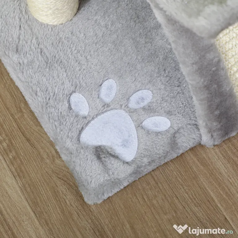 PawHut Ansamblu pentru pisici cu 2 mingii, 40x30x43cm, gri