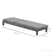 Outsunny Set 2 Sezlonguri de Gradina in PE Rattan cu Perna Captusita Gri