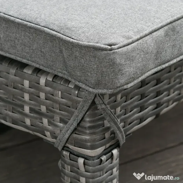 Outsunny Set 2 Sezlonguri de Gradina in PE Rattan cu Perna Captusita Gri