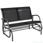 Outsunny Banca Tip Leagan 2 Locuri din Metal, Negru, 123x70x87 cm