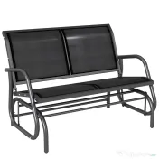 Outsunny Banca Tip Leagan 2 Locuri din Metal, Negru, 123x70x87 cm 