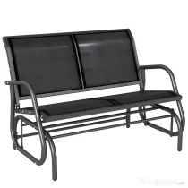 Outsunny Banca Tip Leagan 2 Locuri din Metal, Negru, 123x70x87 cm