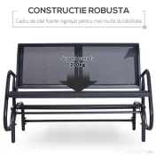 Outsunny Banca Tip Leagan 2 Locuri din Metal, Negru, 123x70x87 cm 