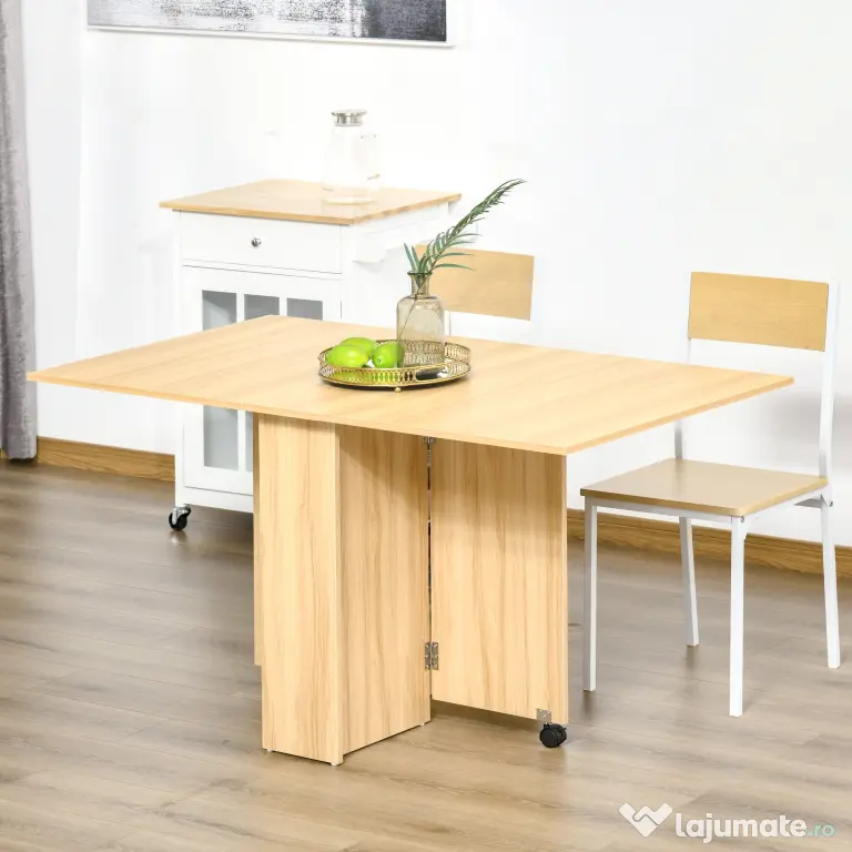 Homcom Masa Pliabila Lemn Natural 140 × 80 cm