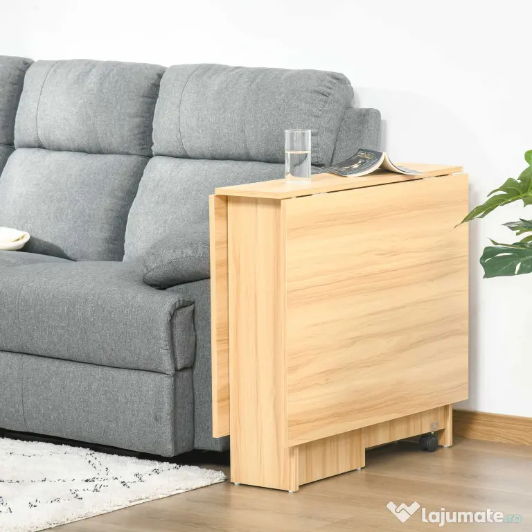 Homcom Masa Pliabila Lemn Natural 140 × 80 cm