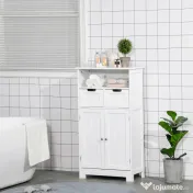 Kleankin Mobila Baie Multifunctionala, Dulap, Etajera, 2 Sertare, Alb 