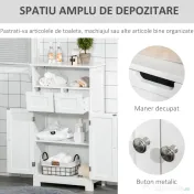 Kleankin Mobila Baie Multifunctionala, Dulap, Etajera, 2 Sertare, Alb 