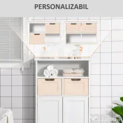 Kleankin Mobila Baie Multifunctionala, Dulap, Etajera, 2 Sertare, Alb 
