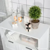 Kleankin Mobila Baie Multifunctionala, Dulap, Etajera, 2 Sertare, Alb 