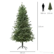 HOMCOM 210cm Brad de Craciun, Pin artificial cu ramuri 934 baza pliabila si detasabila