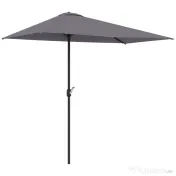 Outsunny - Umbrelă de perete în formă de semilună, economisitoare de spațiu, cu deschidere prin manivelă, gri 
